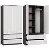 BDW Armadio SS-90, 180 x 90 x 50 cm, moderno armadio | ideale per una camera da letto, corridoio, cameretta dei bambini o ufficio, appendiabiti | (Antracite/Bianco)