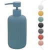 Inbagno Dispenser Sapone Blu Pastello cannettato in Ceramica Soft Touch, Ricaricabile con erogatore Pump e capienza 330 ml, Spring