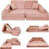 Angelove Divano Bambini 2‑in‑1 - Divano‑letto con Rivestimento in Velluto a Coste, Sfoderabile, Mattoni