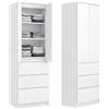 KUBUTKU Armadio multiuso con 3 cassetti, 3 scomparti e 2 ante per camera da letto, soggiorno o corridoio, 180,5 x 50 x 40 cm (bianco)