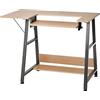 Sewing Online Piccolo Tavolo da Cucito, Gambe in Legno/Grigio Scuro - Tavolo per Macchina da Cucire con Piattaforma Regolabile, Estensione per Ribalta e Ripiano Portaoggetti. Da utilizzare come tavolo