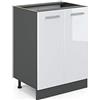 Vicco Mobiletto base cucina R-Line, Bianco lucido, 60 cm senza piano di lavoro, per la libera combinazione all'interno di sistemi cucina modulari