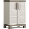 EffeDecor Armadio in Resina Impermeabile 2 Ante Basso,Portascope,Tuttopiani Da Esterno Interno Mobiletto Modulare Salvaspazio Montaggio Facile - Exce (Beige/Tortora, Armadio Basso)
