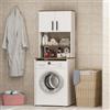HOMIDEA MIA Mobile armadio per lavatrice - Mobile alto per il bagno con scaffali 182 x 65 x 60 cm (Bianco/Rovere)