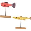 BESPORTBLE 2 Pz Ornamento di Pesce Cartoni Animati da Tavolo Nautico Decorazioni di Pesce per La Casa Scultura di Pesce su Home Decor Intaglio del Legno Oceano Bambino di Legno