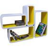 Cube Mensola Da Muro Libreria Scaffale Vari Colori Retrò Cubi Moderno LO01 (Bianco/Giallo)