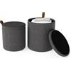 COSTWAY Set di 2 Pouf Contenitore in Velluto, Pouf Rotondi Imbottiti da 40L + 25L, Sgabelli con Contenitore per Soggiorno, Camera da Letto, Portata 150 kg (Grigio)