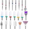 flintronic Set di 21 Punte da Trapano per Unghie, 3/32 Pollici per Unghie per Rimuovere Gel, Acrilico, Cuticola, Strumenti per manicure pedicure