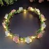 HhBdy Cerchietto per Capelli a LED, a Forma di Corona di Fiori, ideale come regalo per tutte le occasioni, per feste di Halloween (rosa)