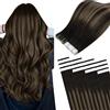 Easyouth Extension Biadesive Capelli Veri 50 cm Marrone Balayage Extension Capelli Umani Biadesivo Marrone Scuro Ombre Marrone Chiaro Remy Adesive Capelli Extension Invisibile 50g 20Pz