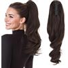 Silk-co Coda Capelli Extension Finta di Cavallo Mossi Onda Larga con Pinza Clip Ponytail 45cm 140g Marrone Auburn