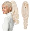 Silk-co Coda Capelli Extension Finta di Cavallo Mossi Onda Larga con Pinza Clip Ponytail 45cm 140g Biondo Platino