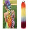 Shangxiu Extension colorate per capelli con coda di cavallo, 22, arcobaleno, con capelli sintetici, resistenti al calore, per capelli pazzi, scatola fai da te, colore: arancione, giallo, blu, viola