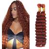 Evaxilc Human Hair Extension Deep Wave Bulk Human Braiding Hair for Boho Braids Capelli Umani Unprocessed No Weft Bulk Braiding Hair #33 Reddish Brown 2 Bundles Total 100g 14 14 Inch