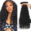 HeioWuio Human Hair Bundles Extension in capelli veri, ciocche di capelli umani, ciocche di capelli umani, extension a doppia trama per donne, minimal smell per donne, 3 pacchi da 22 pollici