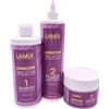 HAIR BODY STORE KIT laminazione capelli professionale LAMIX Triple Action capelli effetto specchio sani e forti: shampoo reidratante + fluido ristrutturante + maschera illuminante