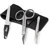 TITANIA Set per manicure (3 pezzi) - Set manicure di alta qualità in vera pelle - Con forbici per unghie, lima per unghie Solingen e pinzette Solingen, set per manicure (nero)