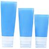 Ulalaza Set di bottiglie da viaggio in silicone da 3 pezzi 38 ml 60 ml 80 ml Contenitori da viaggio comprimibili a tenuta stagna riutilizzabili per lozione shampoo liquido