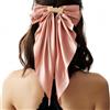 MEIEG Fermaglio per Capelli Con Fiocco Personalizzato Con Nome Inciso Fermagli per Capelli Francesi Con Fiocco Grande E Nastro Lungo Fermagli perCapelli Morbidi In Raso E Seta per Matrimonio(Pink)