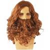 SUOCMG Parrucca di Babbo Natale, set completo di barba, parrucca di Gesù, parrucca di Natale europea e americana, capelli lunghi e ricci, set di barba, parrucca cosplay Creative-D caffè