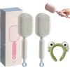 NNBWLMAEE Retractable Cushion Massage Comb, Anti Static Self Cleaning Hair Brush, Pull Ring Air Cushion Massage Retractable Hair Brush for Detangling Thick Curly Hair for Women Men All Types (2-White)