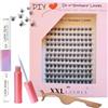XXL Lashes DIY Kit ciglia fai da te, facili da applicare, set extension ciglia XXL Lashes, 144 ciglia a grappolo, 5 diverse lunghezze, incluso colla, sigillante, solvente, applicatore e istruzioni (Wispy)