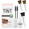 Dujuanus Kit di tinture per ciglia 2 in 1, kit di tinture per ciglia e sopracciglia, effetto salone che dura per 6 settimane, con strumenti (Nero+marrone+caffè)