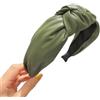 Wambere Fascia per capelli in ecopelle con nodi, da donna, annodata, larga fascia per capelli, fascia per capelli, fascia per capelli, per donne e ragazze, da indossare tutti i giorni, verde