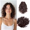 EREE HAIR Topper per capelli veri ricci corti umani per donne con capelli radi, clip in parte centrale da 10 pollici, copertura per piccola area, Marrone scuro, base in seta da 2,7 x 3,9 pollici