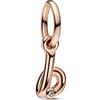 PANDORA Pendente Moments con lettera b placcato in oro rosa 14 carati con zirconi cubici trasparenti
