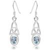 DTPsilver DTP Silver - Orecchini a Gancio in Argento 925 - Nodo Celtico della Trinità - Collezione Celtica - Topazio Blu