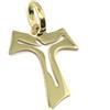 Generico Croce Tau FRANCESCANO Piatta, Oro Giallo 750 18K, 2.1 CM, con Cristo Traforato