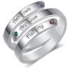 Jeweidea Anello Personalizzato Twist con 2/3/4 Nomi Inciso Pietre Personalizzate Anello Promessa per Donna Uomo Anelli Regolabili per Festa della Mamma San Valentino Compleanno (3 nomi)