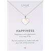 LUUK LIFESTYLE Collana con ciondolo Cuore di perla e acciaio inossidabile (50 cm), con carta HAPPINESS, idea regali donna, lei, compleanno, portafortuna, gioielli elegante, amore, argento