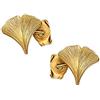 CLEVER SCHMUCK Orecchini da donna a forma di foglia di Ginkgo, 9 mm, semplici e opachi, orecchini a forma di albero di Ginkgo, in argento Sterling 925, placcati in oro, con custodia color crema