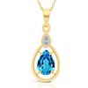 Planetys Collana da donna in oro giallo 375/1000 topazio blu svizzero naturale taglia pera e diamanti, Oro, Topazio Diamante