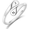 MeMeDIY Anelli di Promessa Personalizzati Anello a Spirale in Argento Sterling 925 con Incisione di Nome/Data/Iniziale per Donna Fede Nuziale di Fidanzamento Fede Aperta Regolabile - C1