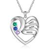 ALBERTBAND Collana Personalizzata in Argento 925 Ciondolo a Cuore con Nomi Incisione Collana per Donna Madre Figlia Regalo per Festa Della Mamma San Valentino (3 pietre)