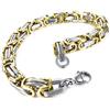 INBLUE Bracciale a maglia bizantina in acciaio inox 316L, larghezza 8 mm, unisex, resistente all'acqua (5 colori: argento, nero, oro, argento e argento e oro, 4 lunghezze: 19,1 cm, 20,3 cm, 21,6 cm