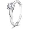 EDELIND 750 Anello Fidanzamento Donna Ø 58mm Solitario Diamante Naturale 0.7 ct Taglio Brillante Anello Donna Oro bianco 18 k (750) Сon Scatola Regalo
