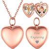 ChicSilver Collana Personalizzata Argento 925 con 2 Foto, Ciondolo Portafoto Personalizzato Oro Rosa Lunga 45+5cm, Collana Cuore Ciondolo Personalizzato, Idee Regalo per Natale Anniversario