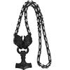 OIDEA Collana Uomo Testa di Lupo Doppia Prepotente Ruvida in Acciaio Inossidabile Amuleto Vichingo Norvegese Collana con Ciondolo Martello di Thor Catena Bizantina in Argento Nero Dorato
