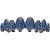 AHTCPO Lussuoso Set di Grillz Hip Hop Placcati Oro con Strass CZ Multicolore - Dentari Superiori & Inferiori Regolabili Brillanti per Feste & Spettacoli(Dark blue upper teeth)