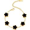 UYFRD Collana da donna in acciaio inox con cinque petali di foglia su entrambi i lati, collane per donne con ciondolo a forma di fiore, Misura unica, Agata