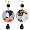 IN Lebole Collezione The Circle DOR192 Geisha Orecchini da Donna in Ottone Pietra Nera…