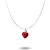 gioiellitaly Ciondolo cuore piccolo bombato in argento 925 Rodiato smalto rosso con catenina veneziana argento 925 lunghezza 45 cm gioiello ragazza donna elegante simbolo amore