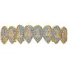 AHTCPO Grillz Hip Hop Placcati Oro con Strass CZ Blu & Bianco - Set di Dentari Superiori & Inferiori Regolabili Brillanti per Feste & Spettacoli(Gold Upper Teeth)