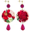 IN LEBOLE Collezione The Circle Fiore Rosso Orecchini da Donna in Ottone Pietra Rubino