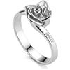 UNALOE SEDUCENTI EMOZIONI Anello Donna Gioia, Anello in Argento sterling 925, Anello Solitario con rosa,Gioielli donna,regalo mamma ragazza (Silver 20)