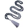 INFINITY GEMS Collana di perle di mala di lava nera e ematite naturale AAA 108 Mala Preghiera di equilibrio annodato da 10 mm di nappa di meditazione di guarigione Japa Mala
